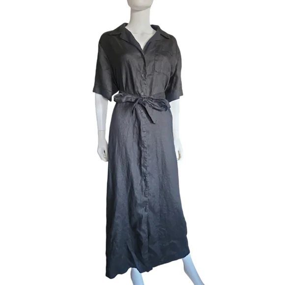 DISSH Black Oversized 100% Linen Shirt Dress in Size US 4